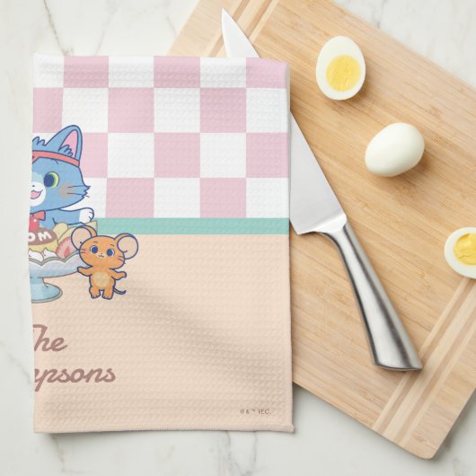 アニメトム、ジェリー、タッフィーのデザート・パーラー キッチンタオル (四つ折り)