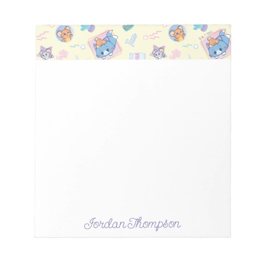 アニメトム、ジェリー、タフィーの遊び時間パターン ノートパッド (正面)