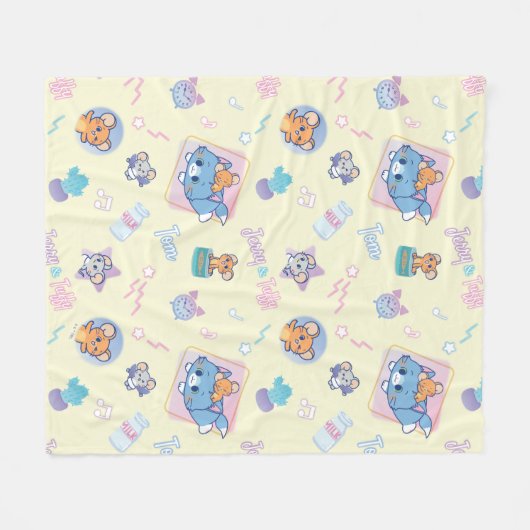 アニメトム、ジェリー、タフィーの遊び時間パターン フリースブランケット (正面(横))