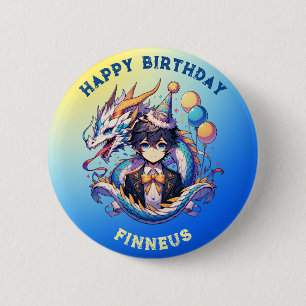 アニメドラゴンパーソナライズされた誕生日ボーイ 缶バッジ