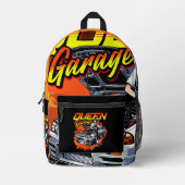 アニメドリフト整備士カー – ガレージクイーンアート プリントバックパック (正面)
