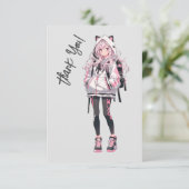 アニメネコかわいいガールキャラクター サンキューカード (スタンド正面)