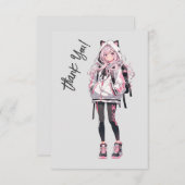 アニメネコかわいいガールキャラクター サンキューカード (正面/裏面)
