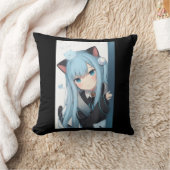 アニメネコキャットガールパステルかわいい日本のワイフO クッション (ブランケット)