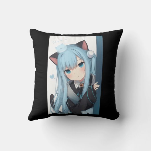 アニメネコキャットガールパステルかわいい日本のワイフO クッション (裏面)