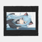 アニメネコキャットガールパステルかわいい日本のワイフO フリースブランケット (正面(横))