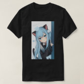 アニメネコキャットガールパステルかわいい日本のワイフO Tシャツ (デザイン正面)