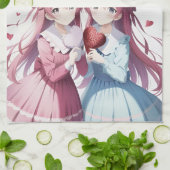 アニメハートバレンタインデー キッチンタオル (折り畳み)