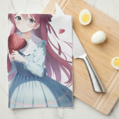 アニメハートバレンタインデー キッチンタオル (四つ折り)