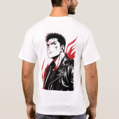 アニメバイクジャケットTシャツ 漫画スタイル 十字架 ギフト Tシャツ (裏面)