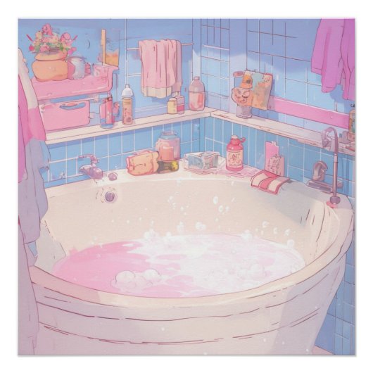 アニメバスルーム美学プリント ポスター (正面)