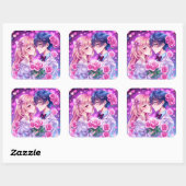 アニメバレンタインデー男の子と女の子ロマンチック大 スクエアシール (シート)