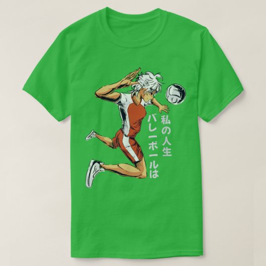 アニメバレー日本のボ書ール選手 Tシャツ (デザイン正面)