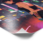 アニメパンクガールクルージングシティネオンライト フォトプリント            (角)