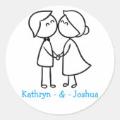 アニメパーソナライズされたの新郎新婦結婚の ラウンドシール (正面)