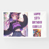 アニメパーソナライズされたをテーマにした少女の誕生日 横断幕 (横)