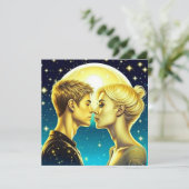 アニメパーソナライズされたカップル月のバレンタインデー カード (スタンド正面)