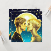 アニメパーソナライズされたカップル月のバレンタインデー カード (正面/裏面インサイチュ)