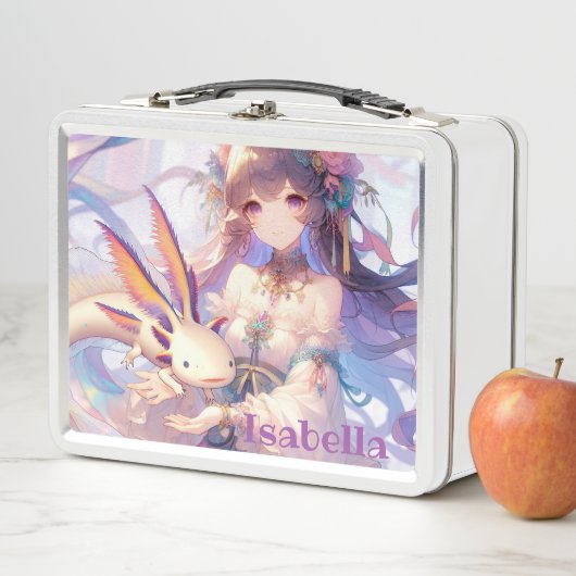 アニメパーソナライズされたガールとアクソロトル メタルランチボックス (インサイチュ)