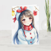 アニメパーソナライズされたガールカラーリングページクリスマス カード (正面)