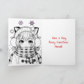 アニメパーソナライズされたガールカラーリングページクリスマス カード (内部)