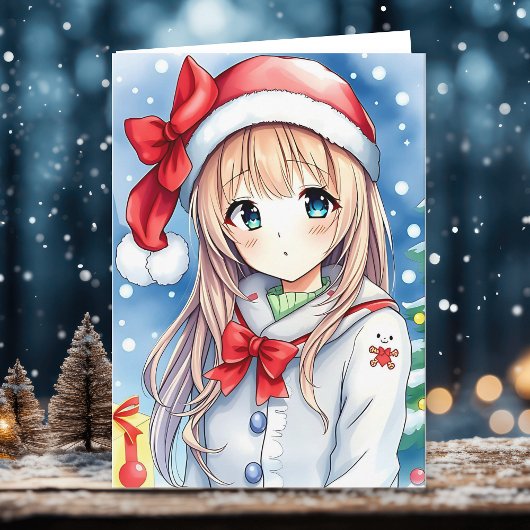 アニメパーソナライズされたガールカラーリングページクリスマス カード