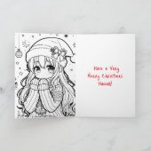 アニメパーソナライズされたガールカラーリングページクリスマス カード (内部)