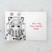 アニメパーソナライズされたガールカラーリングページクリスマス カード (内部)
