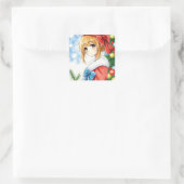 アニメパーソナライズされたガールクリスマス スクエアシール (バッグ)