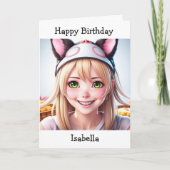 アニメパーソナライズされたガール誕生日 | カラーリングページ カード (正面)