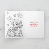 アニメパーソナライズされたガール | カラーリングページのクリスマス カード (内部)