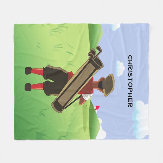 アニメパーソナライズされたゴルファー フリースブランケット (正面(横))
