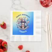 アニメパーソナライズされたドラゴンボーイ誕生日 縁ありランチョンナプキン (インサイチュ)