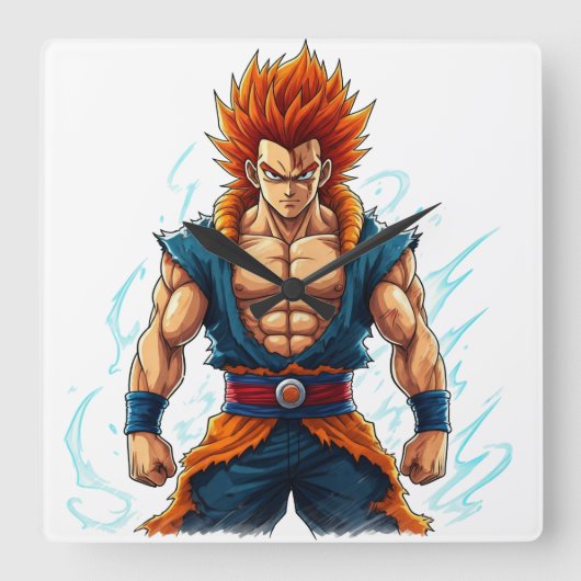 アニメヒーローオタクweebデカールマーチ スクエア壁時計 (正面)