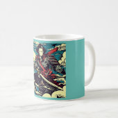 アニメヒーロー4 -日本の Woodcut コーヒーマグカップ (正面右)