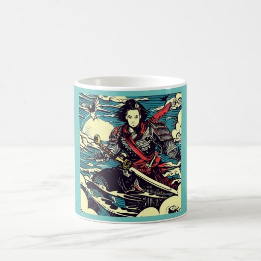 アニメヒーロー4 -日本の Woodcut コーヒーマグカップ (中央)