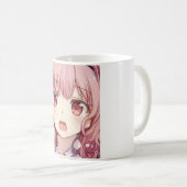 アニメピンク髪の少女の梅の目はコーヒーマグを怖い コーヒーマグカップ (正面右)
