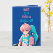 アニメピンク&ブルーゲーマーエイジ誕生日 カード (黄色い花)