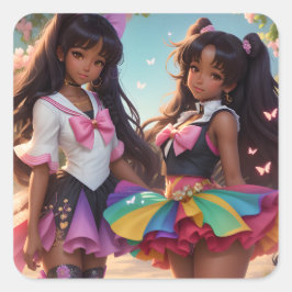 アニメブラックガールズレインボーアニメコア スクエアシール