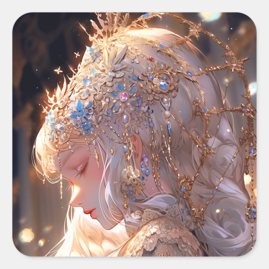 アニメプリンセスガールファンタジー スクエアシール (正面)