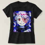 アニメホラーガールかわいい和風美学日本の Tシャツ (デザイン正面)