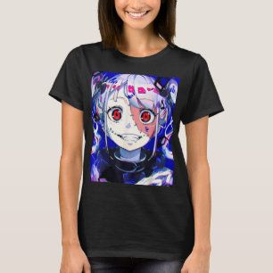 アニメホラーガールかわいい和風美学日本の Tシャツ