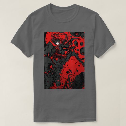 アニメホラー美的怖い怖い女日本の子 Tシャツ (デザイン正面)