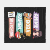 アニメボバラーメン写生大宅かわいいアニメガール フリースブランケット (正面(横))