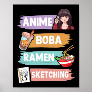 アニメボバラーメン写生大宅かわいいアニメガール ポスター