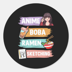 アニメボバラーメン写生大宅かわいいアニメガール ラウンドシール