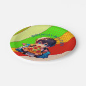 アニメボーイのピザパーティー パーソナライズされた ペーパープレート (アングル)