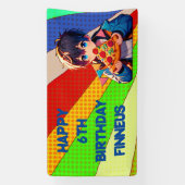 アニメボーイのピザパーティー パーソナライズされた 横断幕 (縦)