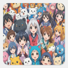 アニメポップ・アートのマンガ好きポップ・アートのの漫画 スクエアシール