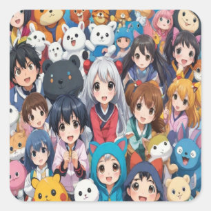 アニメポップ・アートのマンガ好きポップ・アートのの漫画 スクエアシール